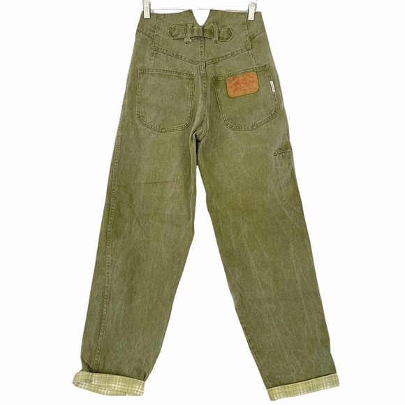 VINTAGE 80’s 90’s Donovan Light Green Ribcage High Waisted Baggy Carpenter Jeans - Picture 5 of 8